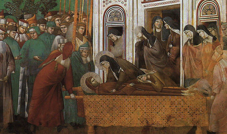 Giotto_-_Legend_of_St_Francis_-_-23-_-_St_Francis_Mourned_by_St_Clare